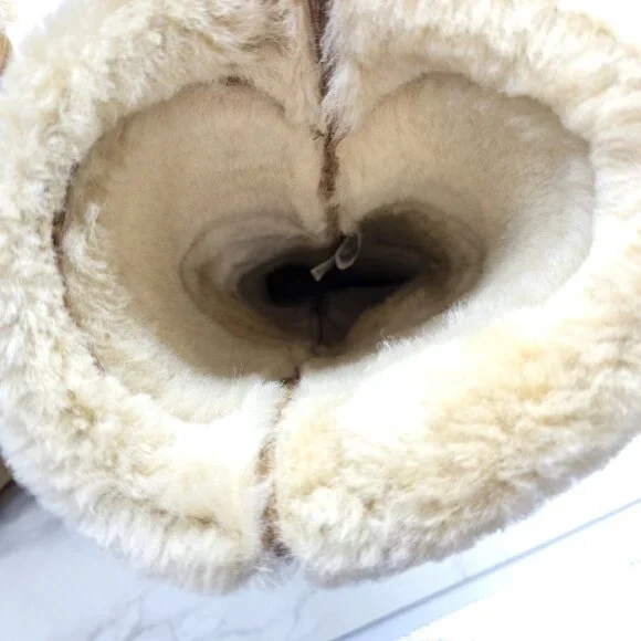 UGG Boots Womens 8.5 Samantha Chestnut Brown Shearling Suede Knee Tall 1008706